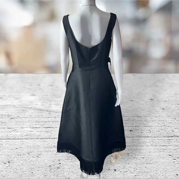 Kay Unger Black Sleeveless Fringe Bottom MIDI Dress - Picture 4 of 8